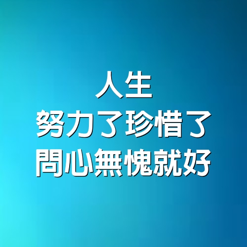 人生，努力了、珍惜了、問心無愧就好