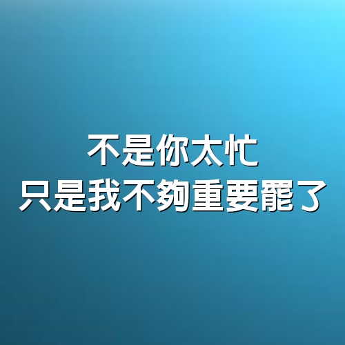 不是你太忙，只是我不夠重要罷了