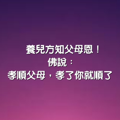 養兒方知父母恩！佛說：孝順父母，孝了你就順了