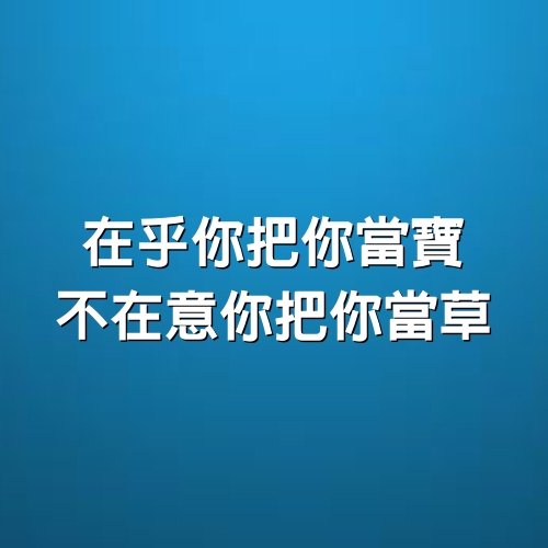 在乎你把你當寶，不在意你把你當草