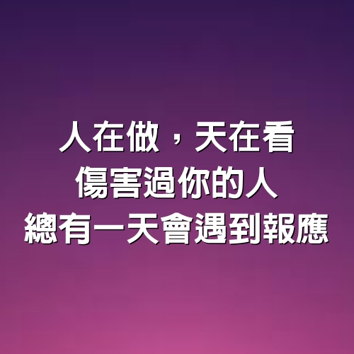 人在做，天在看，傷害過你的人，總有一天會遇到報應