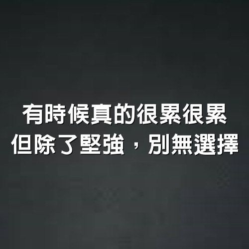 有時候真的很累、很累，但除了堅強，別無選擇