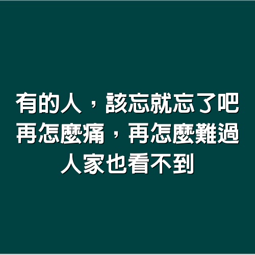 有的人，該忘就忘了吧，再怎麼痛，再怎麼難過，人家也看不到