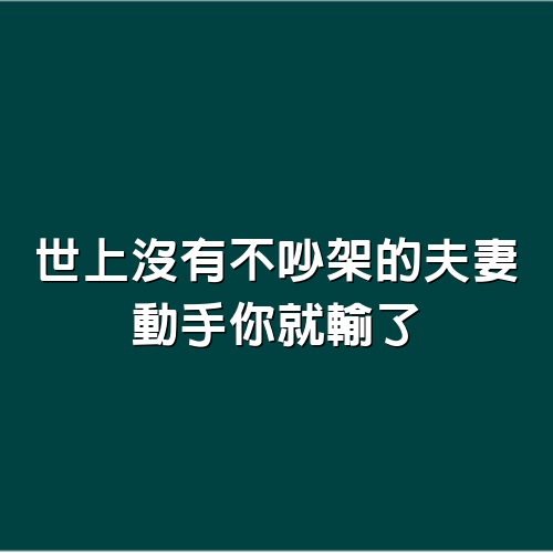 世上沒有不吵架的夫妻，動手你就輸了